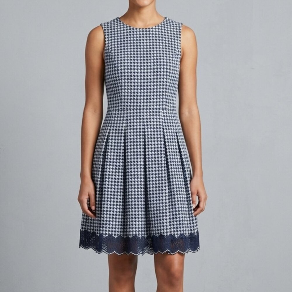 Tommy Hilfiger Navy Blue and White Houndstooth Dress